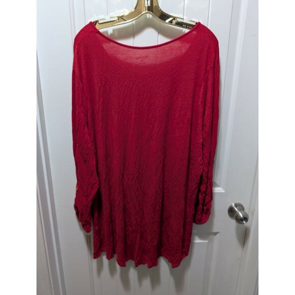 Dear Santa Bring Wine Red Gold Sequin Longsleeve Top Shirt Plus Size 3X Holiday - Picture 6 of 9